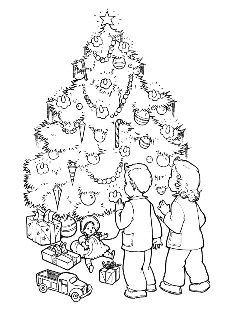 Умные раскраски с новогодними елками для самых маленьких художников