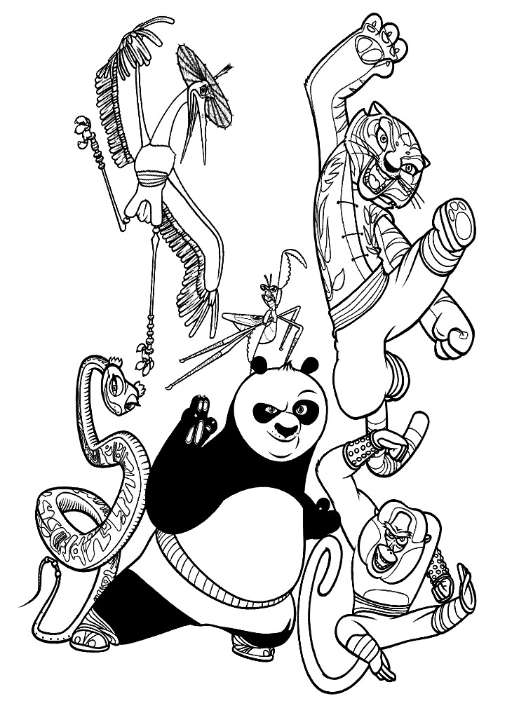 Качайте и печатайте черно-белые картинки Кунг-фу Панда